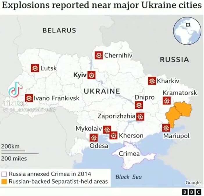 explosions reported Ukraine