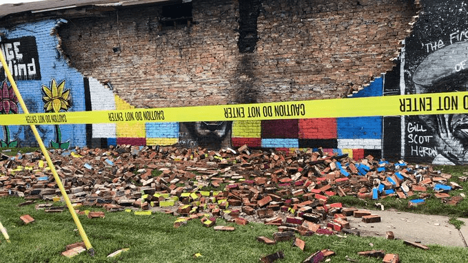 George Floyd Mural In Toledo, Ohio, Destroyed By A Lightning Strike